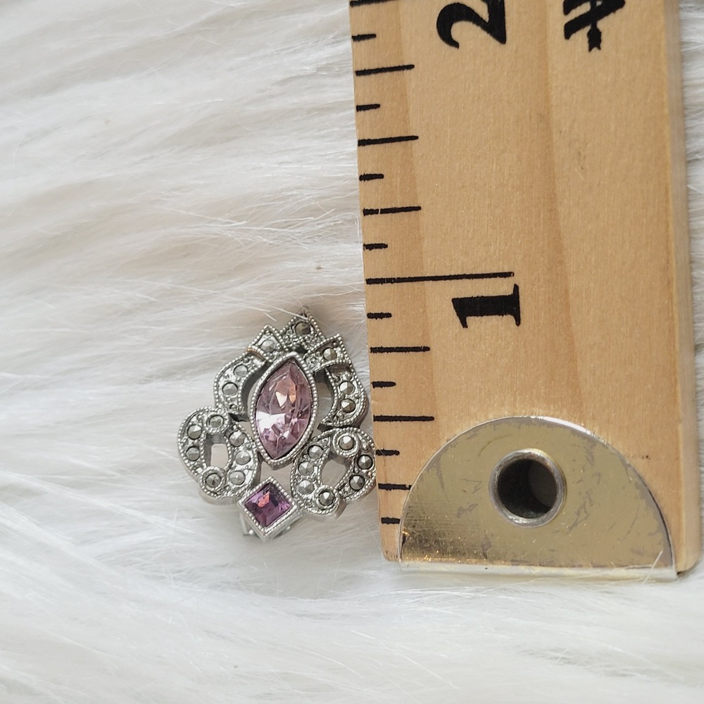 Victorian Rhinestone Earrings Art Deco Regency Boho Marcasite Silver Tone 21086 - Picture 6 of 7